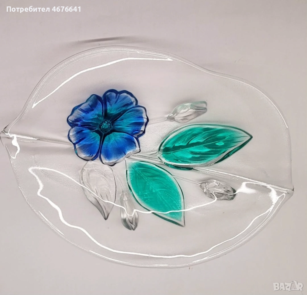Винтидж стъклена чиния, снимка 1
