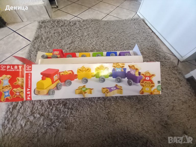 Дървено влакче с животни, снимка 1