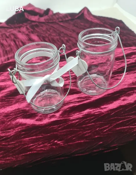 комплект стъклени буркани за чаени свещи, снимка 1