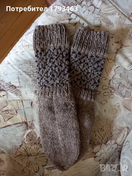 Ръчно плетени мъжки чорапи от вълна, размер 42, снимка 1