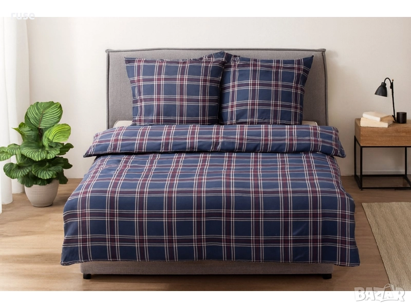 НОВО! Спално бельо от фин бархет 200х220см с две калъфки 50х70см каре, снимка 1