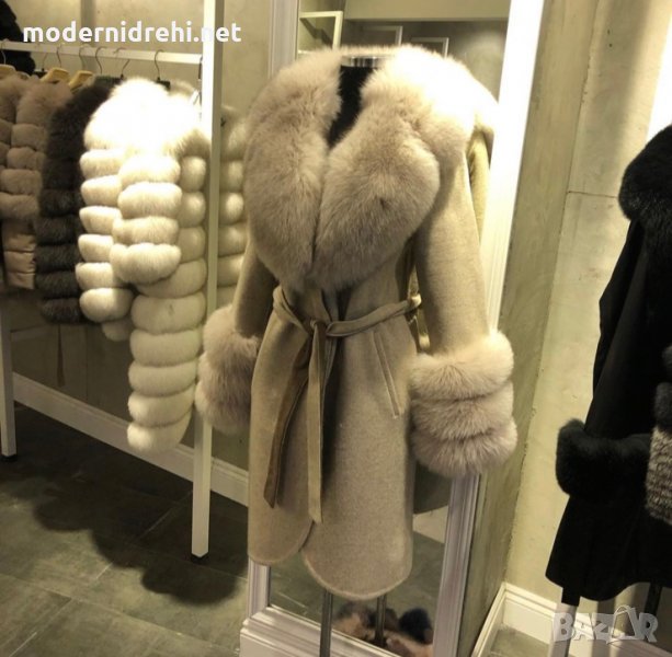Дамско луксозно палто кашмир вълна и лисица код 93, снимка 1