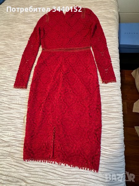 Рокля, дантела, червена, снимка 1