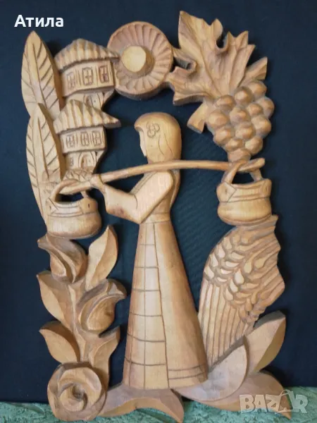 дърворезба пано липа 37/23 см, снимка 1