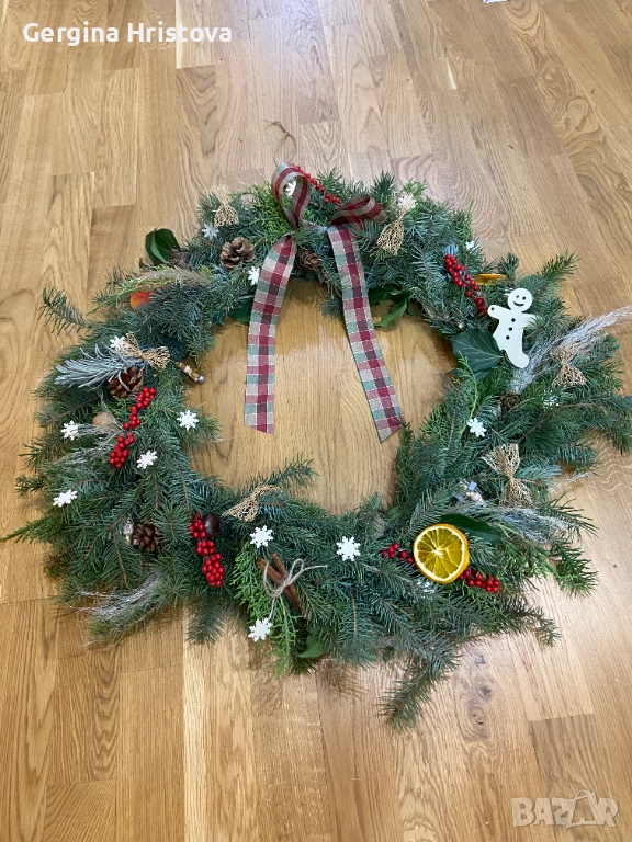 Коледен венец от естестени материали, снимка 1