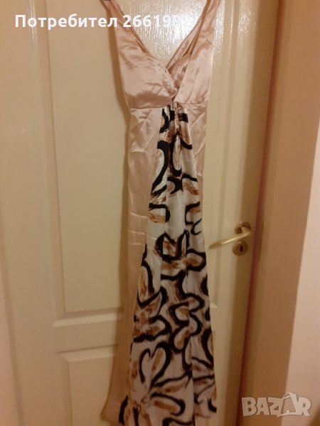 Разкошна сатенена дълга официална рокля, снимка 1