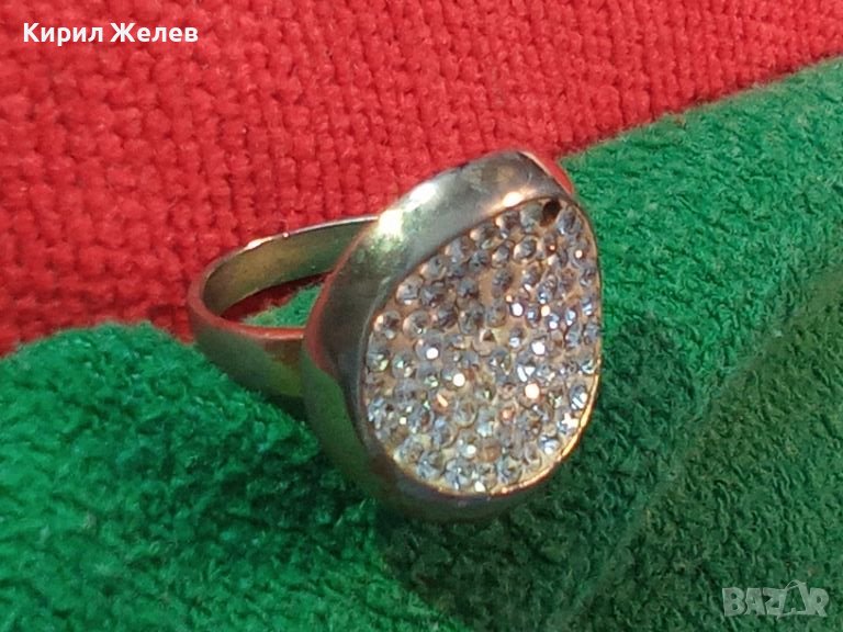 ШИКОЗЕН СКЪПОЦЕНЕН ПРЪСТЕН от БЛАГОРОДНА СТОМАНА с ПОЗЛАТА и ФАСЕТИРАНИ БЛЕСТЯЩИ ЦИРКОНИ 45700, снимка 1
