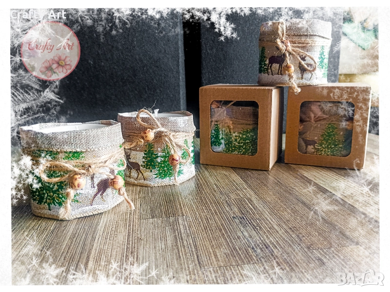 Ароматни коледни свещи в керамична кашпа , снимка 1