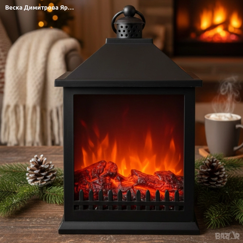 LED Декоративен фенер-камина – Реалистичен пламък за Коледа и зимен уют, снимка 1