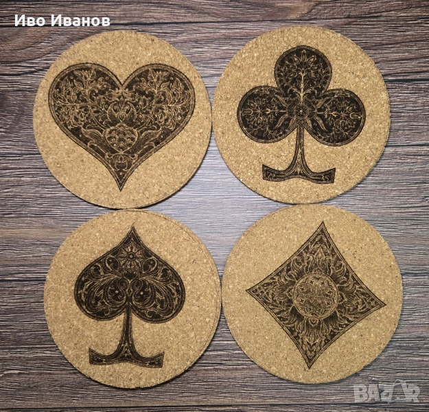 Комплект подложки за чаши (coaster) Карти, снимка 1