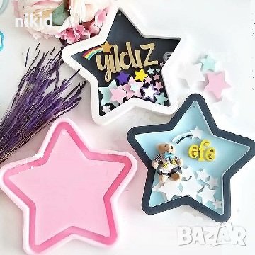 Грамадна звезда пано силиконов молд форма калъп гипс фондан декор , снимка 1