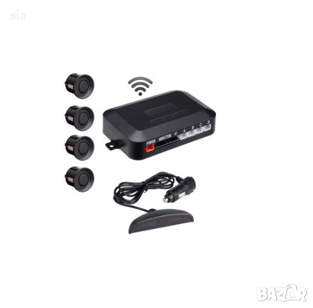 Безжичен Парктроник, Parking sensor с 4 черни сензора и дисплей , снимка 1