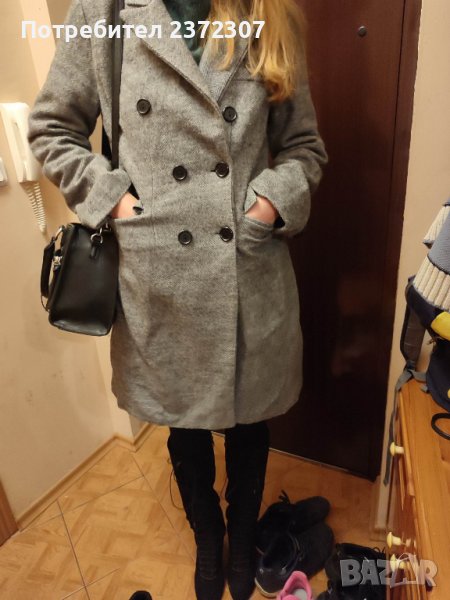 ПАЛТО ЕЛЕГАНТНО СИВО МОДЕРЕН ДИЗАЙН, снимка 1