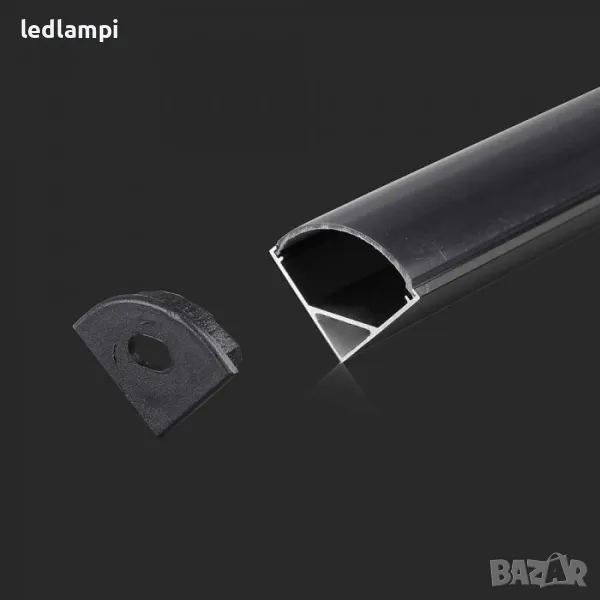 Алуминиев Ъглов Профил Черен За LED Лента 2000x15,8x15,8mm, снимка 1