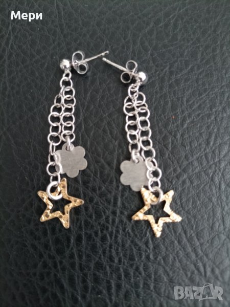 Сребърни обеци 4,5 см., снимка 1