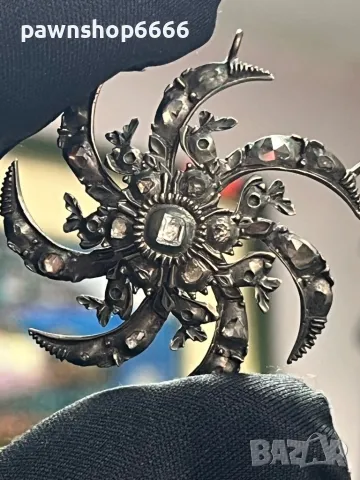 Античен османски медальон от 19-ти век с диаманти (8K злато), снимка 3 - Колиета, медальони, синджири - 49270655