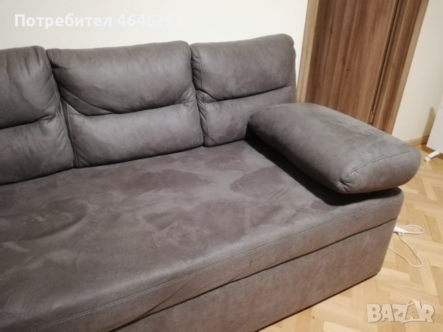 Разтегателен диван сив цвят, снимка 7 - Дивани и мека мебел - 52351063