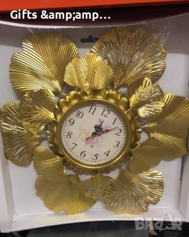 Стенен часовник в златно - метален
