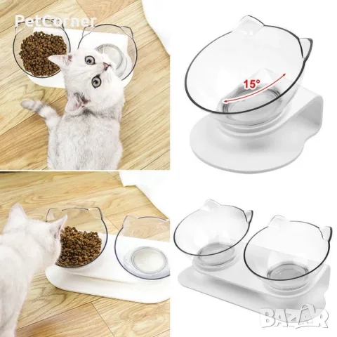 Двойна наклонена купа за котки с прозрачни купички - КОД 2742, снимка 9 - За котки - 56246559