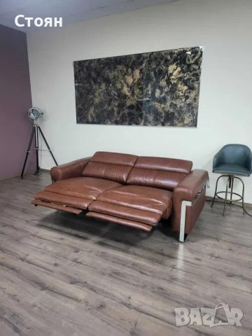 Кафяв кожен диван тройка "Moreno" с електрически релаксиращ механизъм, снимка 7 - Дивани и мека мебел - 42422624