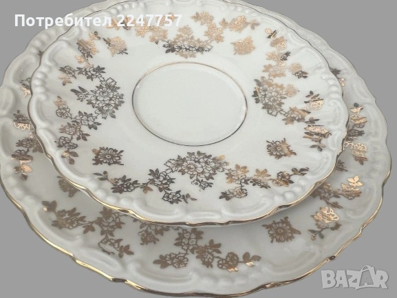 Антикварно порцеланово трио GKC Bavaria (1900–1945), снимка 5 - Чаши - 53073613