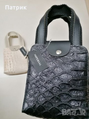 Кожена мини чанта от естествена кожа унисекс Крокодилска кожа, снимка 5 - Чанти - 31403511