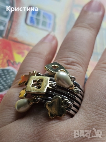Марков сребърен пръстен с талисмани