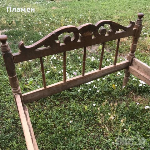 Антика!Автентично!1930 старо дъбово легло с красиви табли!180/120/84см, снимка 11 - Спални и легла - 37304958