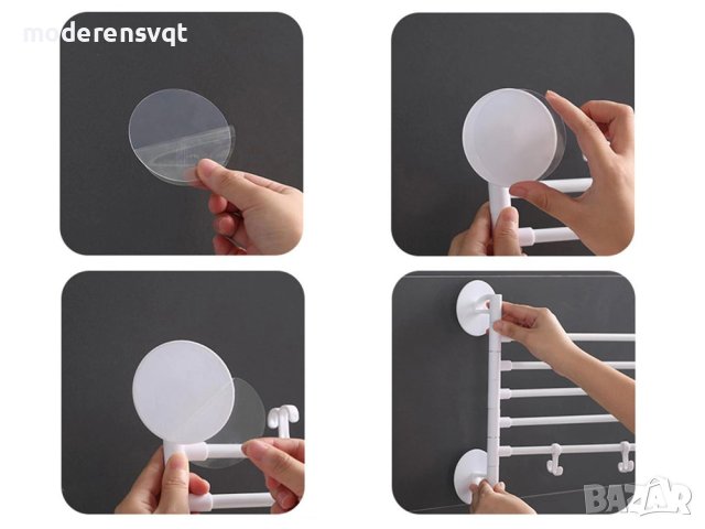 Закачалка за баня с 4 рамена самозалепваща, снимка 7 - Други стоки за дома - 42358206