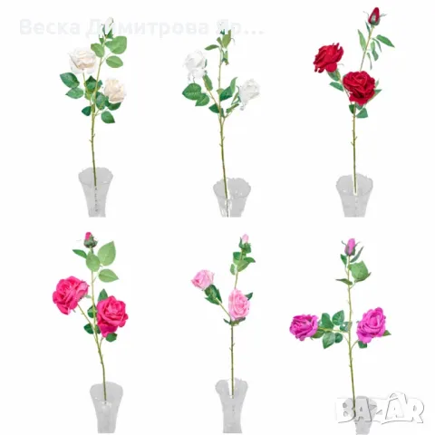 Изкуствени стръкове с рози – 6 цвята