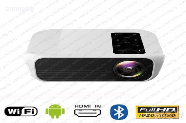 ANIMABG Smart Android Мултимедиен LED проектор t8 1920x1080p HDMI WiFi 4500 lm, снимка 3 - Плейъри, домашно кино, прожектори - 31856757