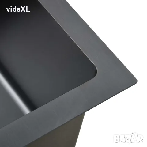 vidaXL Ръчно изработена кухненска мивка, черна, неръждаема стомана, снимка 8 - Мивки - 56147709
