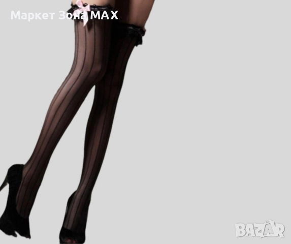 Дълги чорапи, над коляното, с панделка, снимка 5 - Дамски чорапи - 52863537