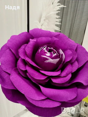 Огромно цвете от креп хартия за украса,фотосесия,подарък, снимка 4 - Декорация - 53033625