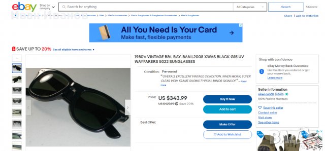 колекционерски очила RAY-BAN L2008 opas WAYFARERS 5022 USA, снимка 2 - Слънчеви и диоптрични очила - 38030786