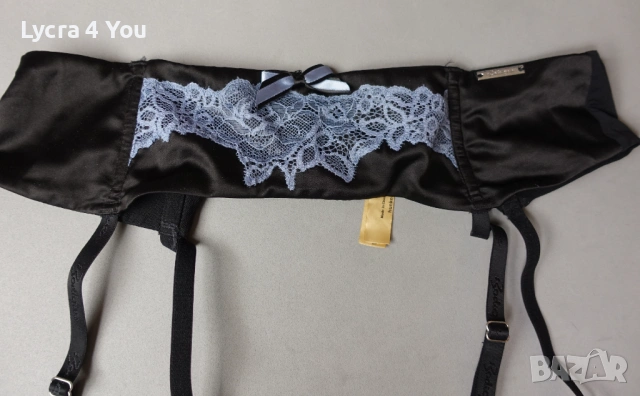 Bodigue Luxe М черен сатенен колан с жартиери и сива дантела, снимка 2 - Бельо - 53264520