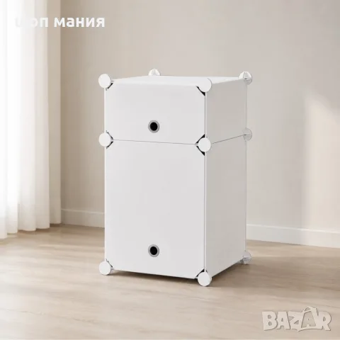Модулен шкаф с 2 модула – Бял органайзер за съхранение, обувки и дрехи