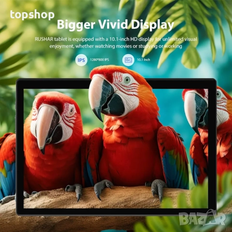 Нов RUSHAR 10-инчов Android 14 таблет с клавиатура - 36GB RAM + 128GB ROM (1TB TF), Octa-Core | WiFi, снимка 7 - Таблети - 52590297