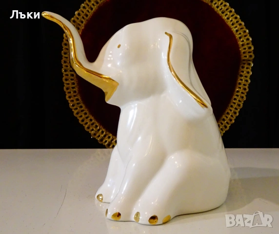 Порцеланова фигура Слон,злато,Западна Германия. , снимка 7 - Статуетки - 54093098