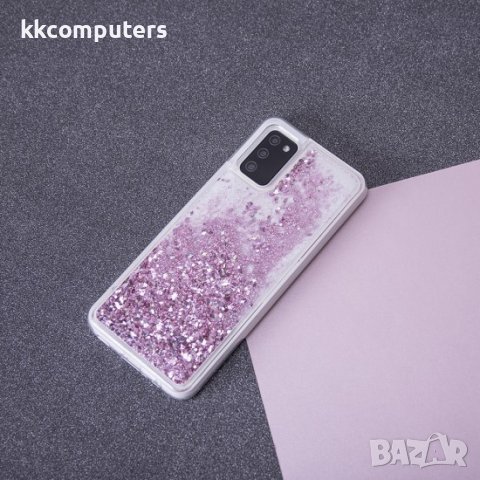 Силиконов кейс MBX Liquid с течност и брокат, За iPhone 14 (6.1), Розов, снимка 4 - Калъфи, кейсове - 39117903