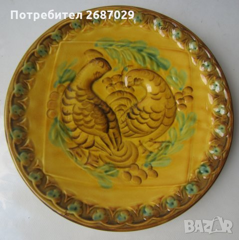 Стара керамична чиния за стена с глухари, глухар птица релеф, снимка 2 - Пана - 29729583