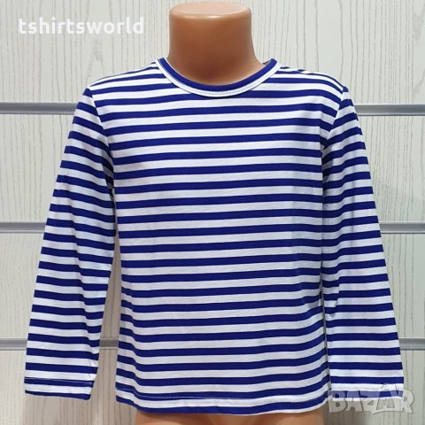 Нова детска класическа моряшка блуза с дълъг ръкав