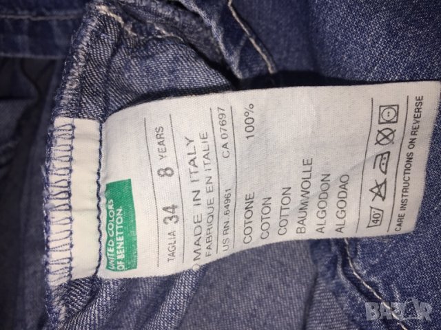 Детска дънкова рокля BENETTON оригинал, size 8г./128см, много запазена, снимка 3 - Детски рокли и поли - 29104321