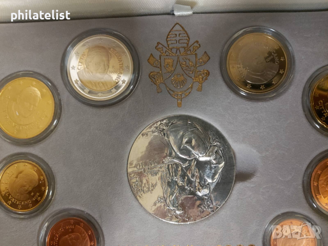 Ватикана PROOF 2006 г. - комплектен сет от 1 цент до 2 евро + сребърен възпоменателен медал, снимка 6 - Нумизматика и бонистика - 44737786