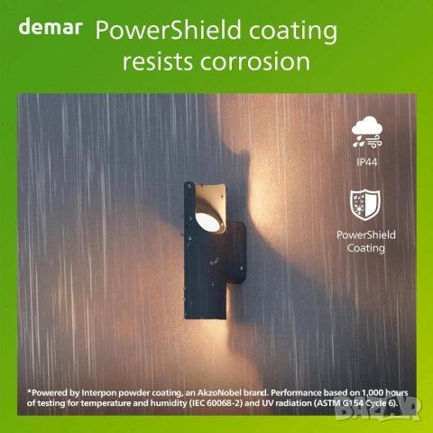 Външна LED стенна лампа Philips Fira, 800 lm, 2700 K, PowerShield,IP44, снимка 3 - Лампи за стена - 54015662