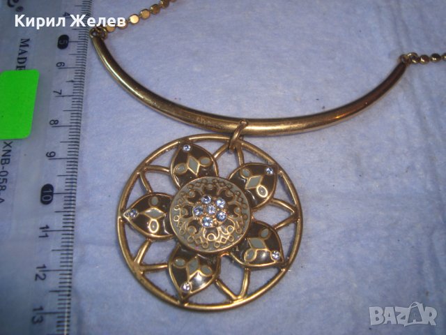 РАЗКОШНА ПОЗЛАТЕНА ДИЗАЙНЕРСКА БУТИКОВА МАРКОВА СКЪПОЦЕННА ОГЪРЛИЦА АРТ ДЕКО СТИЛ КОЛИЕ 27966, снимка 10 - Колиета, медальони, синджири - 37065305