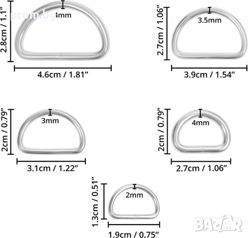 метални халки Д, D образен пръстен, халка, никел, полухалка, снимка 2 - Други инструменти - 36497454