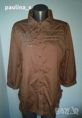 Два броя / кафява и зелена ленена риза "Cecil" / голям размер , снимка 4 - Ризи - 30377335