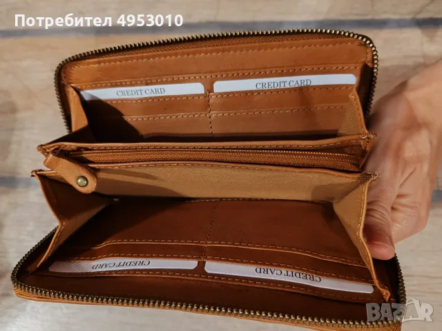 Кожено портмоне, дамско, снимка 3 - Портфейли, портмонета - 56132093