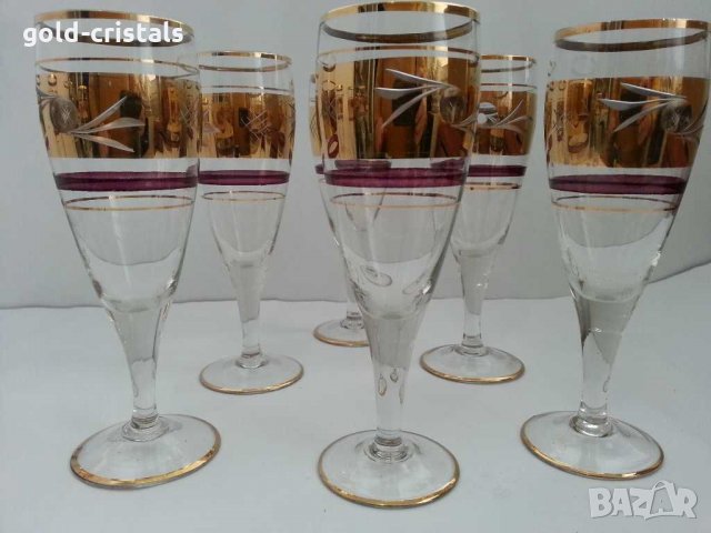 антикварни чаши с позлата  гравирани, снимка 8 - Антикварни и старинни предмети - 31627809